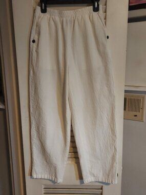 SHEIN 100% Cotton White Lightweight Pants Size L | Elastic Waist Relaxed Fit